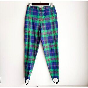 Vintage Apriori Green Pink Plaid Stretch Stirrup Pants M